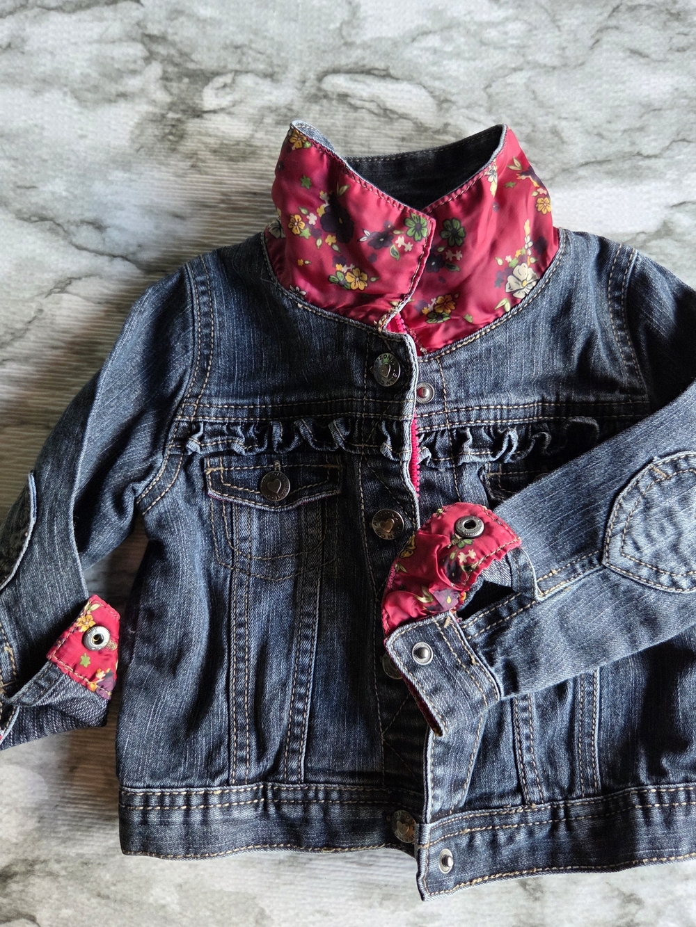 Kids Denim Jacket with Hot Pink Hood - Arizona Jeans Size 18m